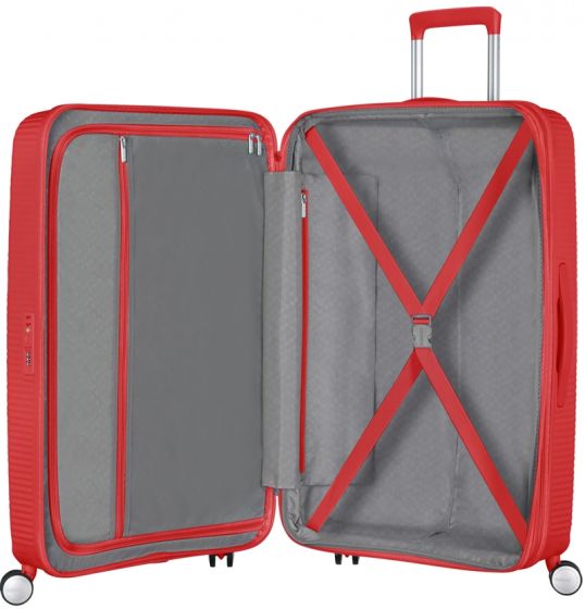American Tourister Soundbox Spinner utvidbar trillekoffert 77 cm - rød
