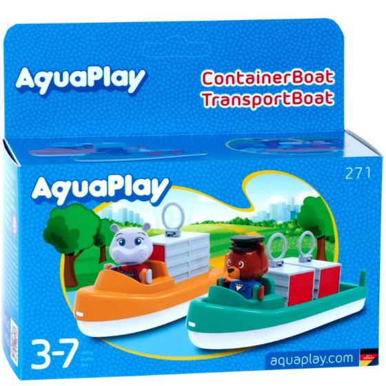 AquaPlay båtpaket 2-pack - transportbåt och containerbåt med figurer