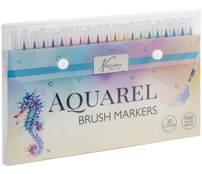 Nassau Fine Art Aquarel Brush Markers - 20 vannfarge-tusjer