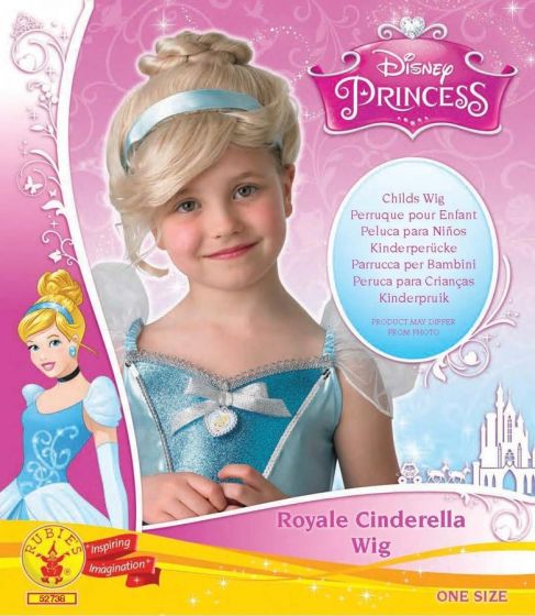 Disney Princess Askepot paryk til børn - blondt opsat hår - one size
