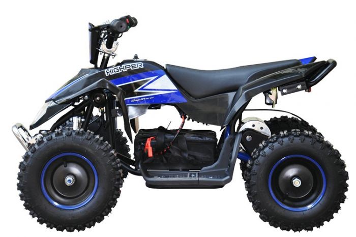 Highper 800W ATV med kraftig motor og stålramme - opptil 20 km/t - sort og blå