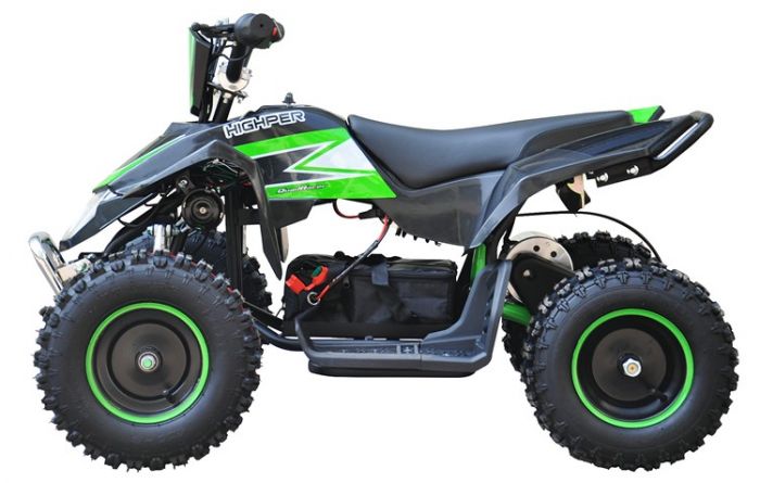 Highper 800W ATV med kraftig motor og stålramme - opptil 20 km/t - sort og grønn