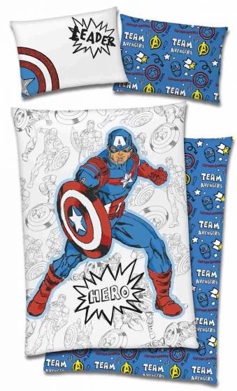 Avengers Captain America sengesett i 100% bomull - 140x200 cm
