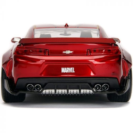 Avengers Iron Man 2016 Chevy Camaro SS die cast metallbil og actionfigur i metall - 18 cm