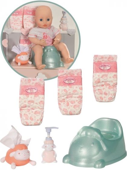 Baby Annabell pottetreningssett til dukke - med potte, bleier, krem og kluter
