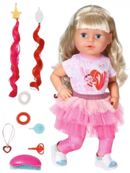 BABY Born Sister dukke med blond hår og stylingstilbehør - 43 cm