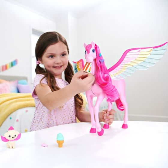Barbie A Touch of Magic Pegasus - bevinget lekehest med lys og lyd - 10 tilbehør