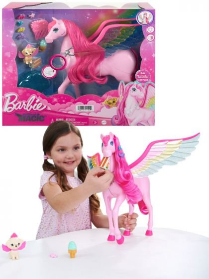 Barbie A Touch of Magic Pegasus - bevinget lekehest med lys og lyd - 10 tilbehør