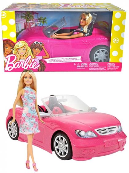 Barbie dukke med rosa cabriolet bil