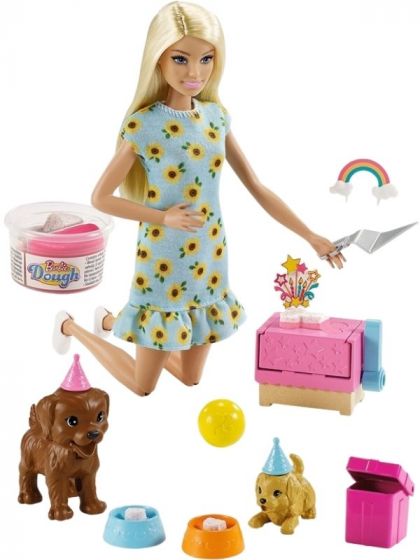 Barbie and Puppy Party lekesett - valpefest med dukke, 2 hunder og dough-leire