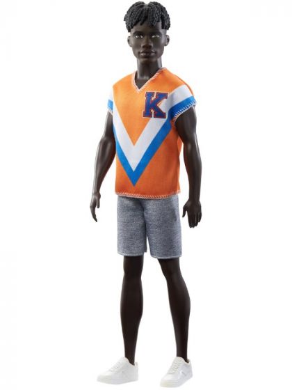 Barbie Ken Fashionistas - Sporty Ken-dukke med fletninger og orange trøje