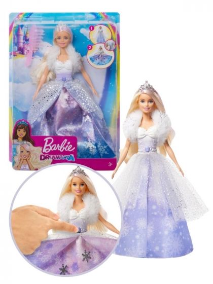 Barbie Dreamtopia Fashion Reveal docka - vinterprinsessa med magisk klänning