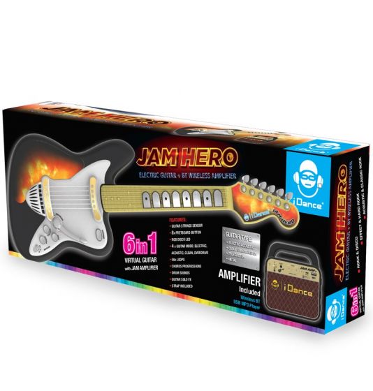 iDance Jam Hero Elektrisk gitar med knapper og sensor - forsterker og skulderstropp følger med