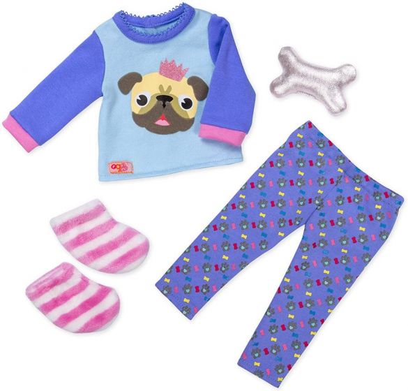 Our Generation Pug-Jama pysjamassett til dukke - 46 cm