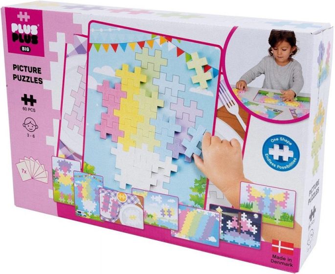 Plus Plus BIG Picture Puzzles - puslespill med pastell fargemiks - 60 biter
