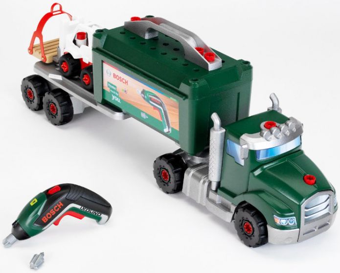 Bosch lege- og byggesæt med lastbil, skruetrækker og værktøjskasse - 73 dele - ixolino