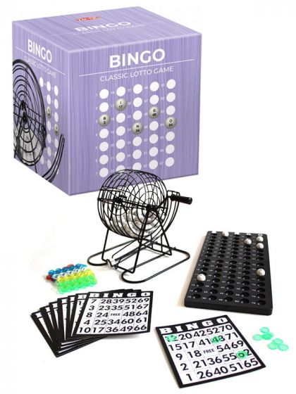  Klassisk Bingo - med metallkorg og 75 baller