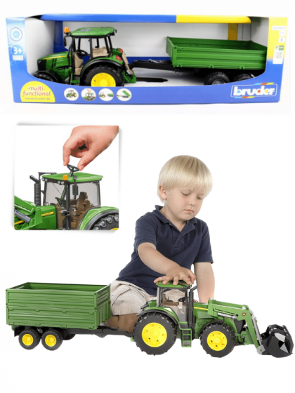 Bruder John Deere 7930 traktor med skopa och släp 03055