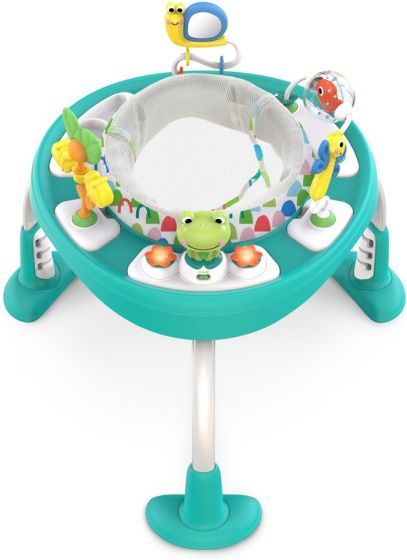 Bright Starts Bounce Bounce Baby 2-i-1 leketrampoline og aktivitetsbord med lys og lyd - grønn