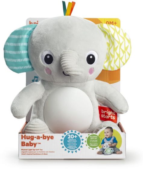 Bright Starts Hug-a-bye Baby musikalsk elefant-kosebamse til baby - med lys og lyd