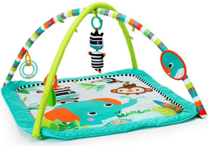 Bright Starts Safari babygym og lekematte - med 4 avtagbare leker