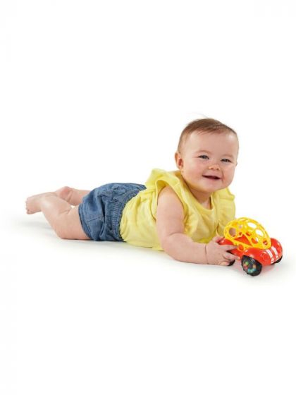 Bright Starts Oball Rattle & Roll Buggie - rød legetøjsbil med farverige perler i hjulene