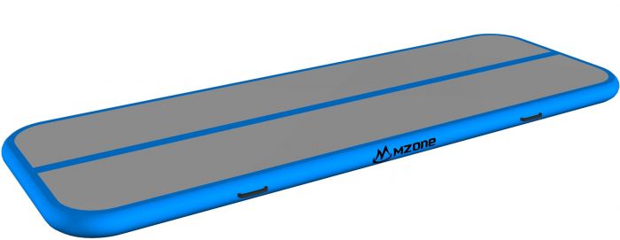 Mzone AirTrack 3 meter med elektrisk pump - uppblåsbar träningsmatta med studs - blå