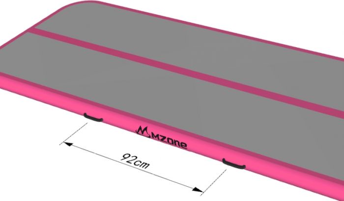 Mzone AirTrack 3 meter med elektrisk pumpe - oppustelig træningsmåtte med affjedring - pink