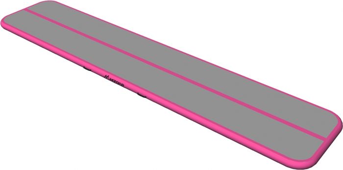 Mzone AirTrack 5 meter med elektrisk pumpe - oppblåsbar treningsmatte med sprett - rosa