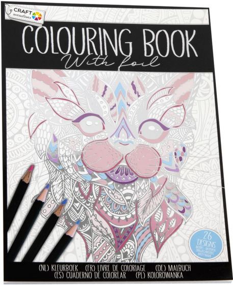 Craft Sensations Målarbok med folie - färgläggning för vuxna - katt