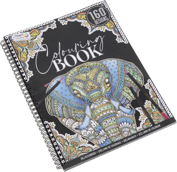 Craft Sensations malebok med ringperm - fargelegging for voksne - elefant