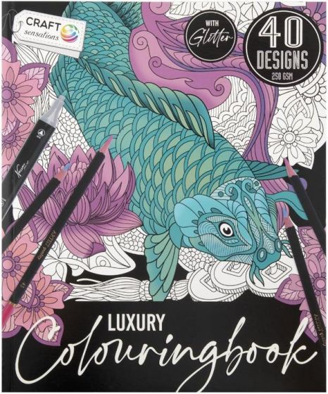 Craft Sensations Luksus Malebok med glitter - fargelegging for voksne - Koi