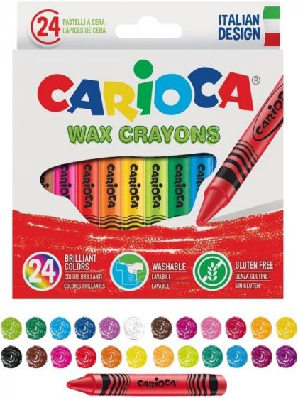 Carioca Wax Crayons kritor - 24 tvättbara färger