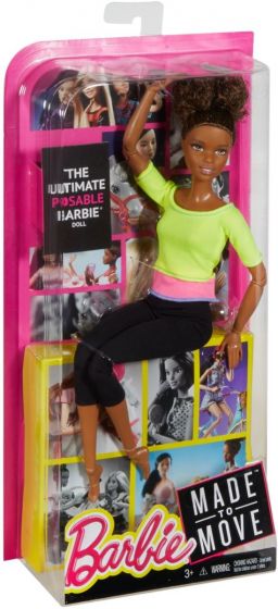 Barbie Made to Move - dukke med 22 fleksible ledd - brunette med neontopp
