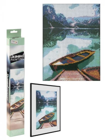 Craft Sensations Diamond painting 40x50 cm - perlekunst - innsjø med båt