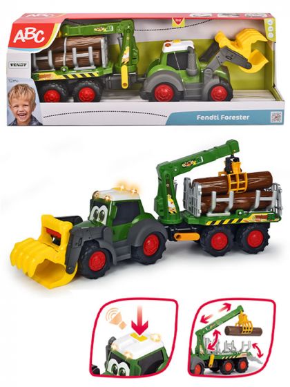 Dickie Toys Happy Fendti traktor med timmervagn - ljud- och ljuseffekter