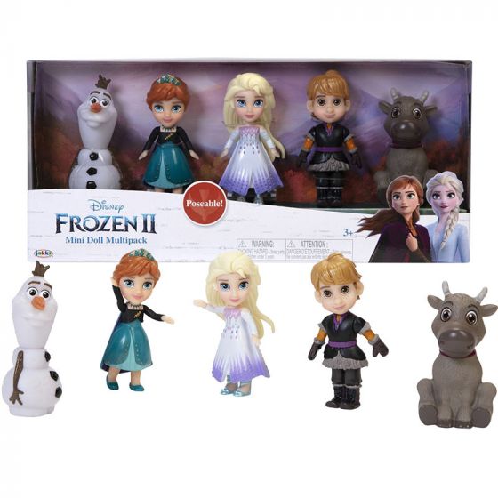 Disney Frozen Mini Doll lekesett - 5 poserbare minidukker - 7 cm