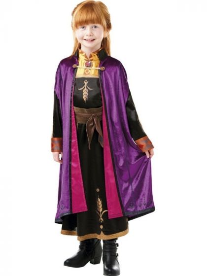 Disney Frozen Deluxe Anna Kostume - small - 3-4 år - Rejsekjole med kappe