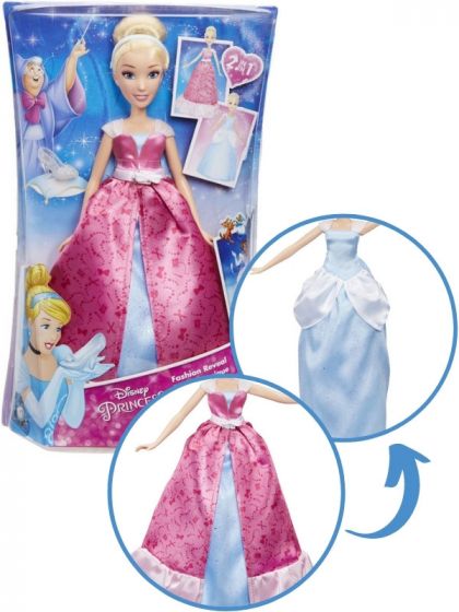 Disney Princess Fashion Reveal Askungen - docka med två outfits i en - 30 cm