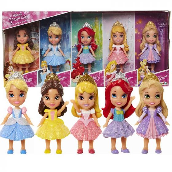 Disney Princess 5-pack minidockor - Belle, Askungen, Ariel, Törnrosa och Rapunzel - 7 cm