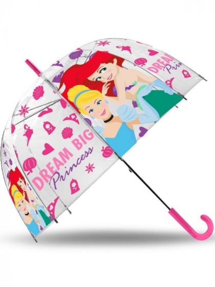 Disney Princess paraply - gjennomsiktig med Ariel og Askepott - 46 cm