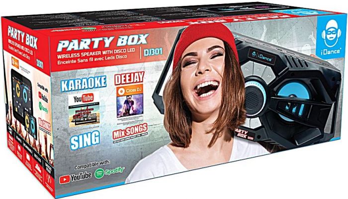 iDance Party Box trådløs bluetooth høytaler med diskolys - 10 watts bassrefleks