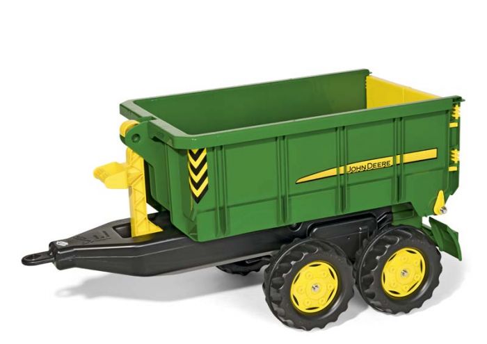 Rolly Toys rollyContainer: John Deere släpvagn med kroklift - med tipp- och last funktion till tramptraktor