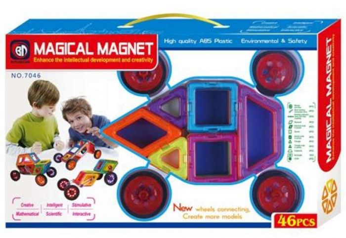 Magical Magnet magnetiske byggeklosser og hjul - 46 deler