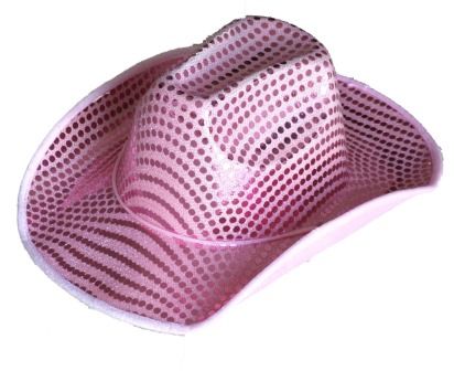 Cowboyhatt med paljetter - rosa