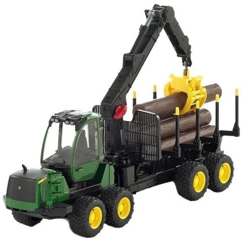 Bruder John Deere 1210E traktor med kran og 4 tømmerstokker - 02133