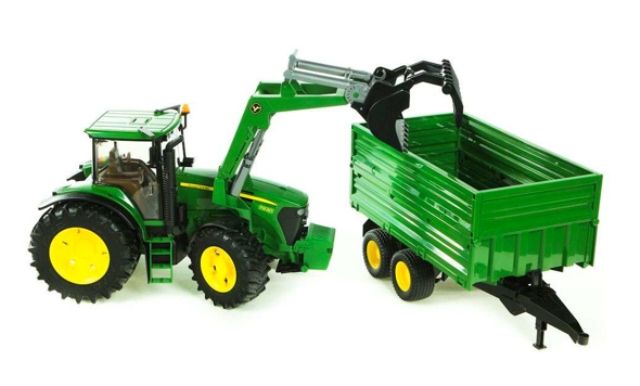 Bruder John Deere 7930 traktor med frontlaster og tippehenger - 03055