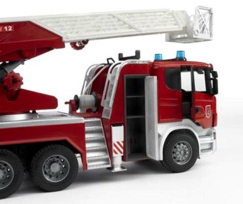 Bruder Scania R-Series brannbil med teleskopstige og kurv - lys og lyd - 03590