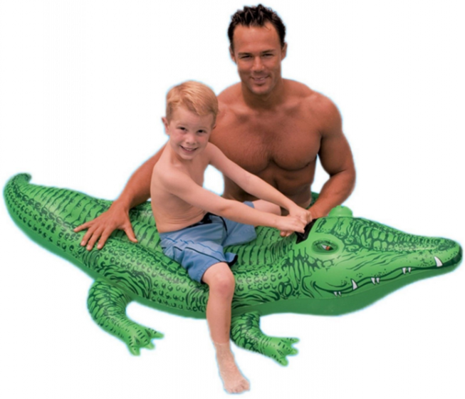 Intex Lil' Gator Ride-on - oppustelig krokodille med håndtag - 168 x 86 cm
