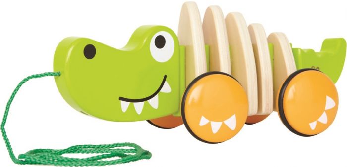 Hape Walk-A-Long krokodil - dragleksak med snöre - grön
